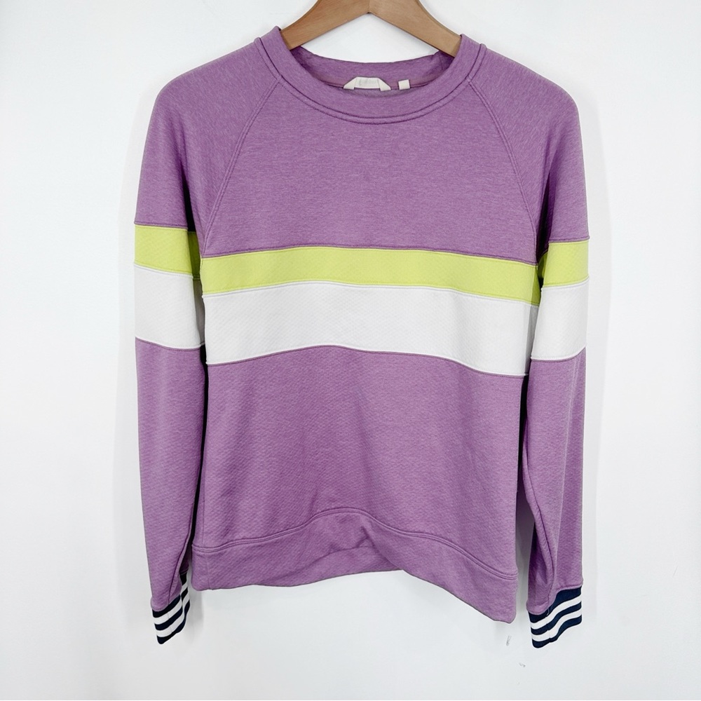 cotopaxi Lavender Crew Sweatshirt with Lime and White Stripes